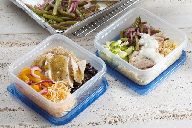 One-Pan Greek & Fiesta Chicken Meal Prep Bowls